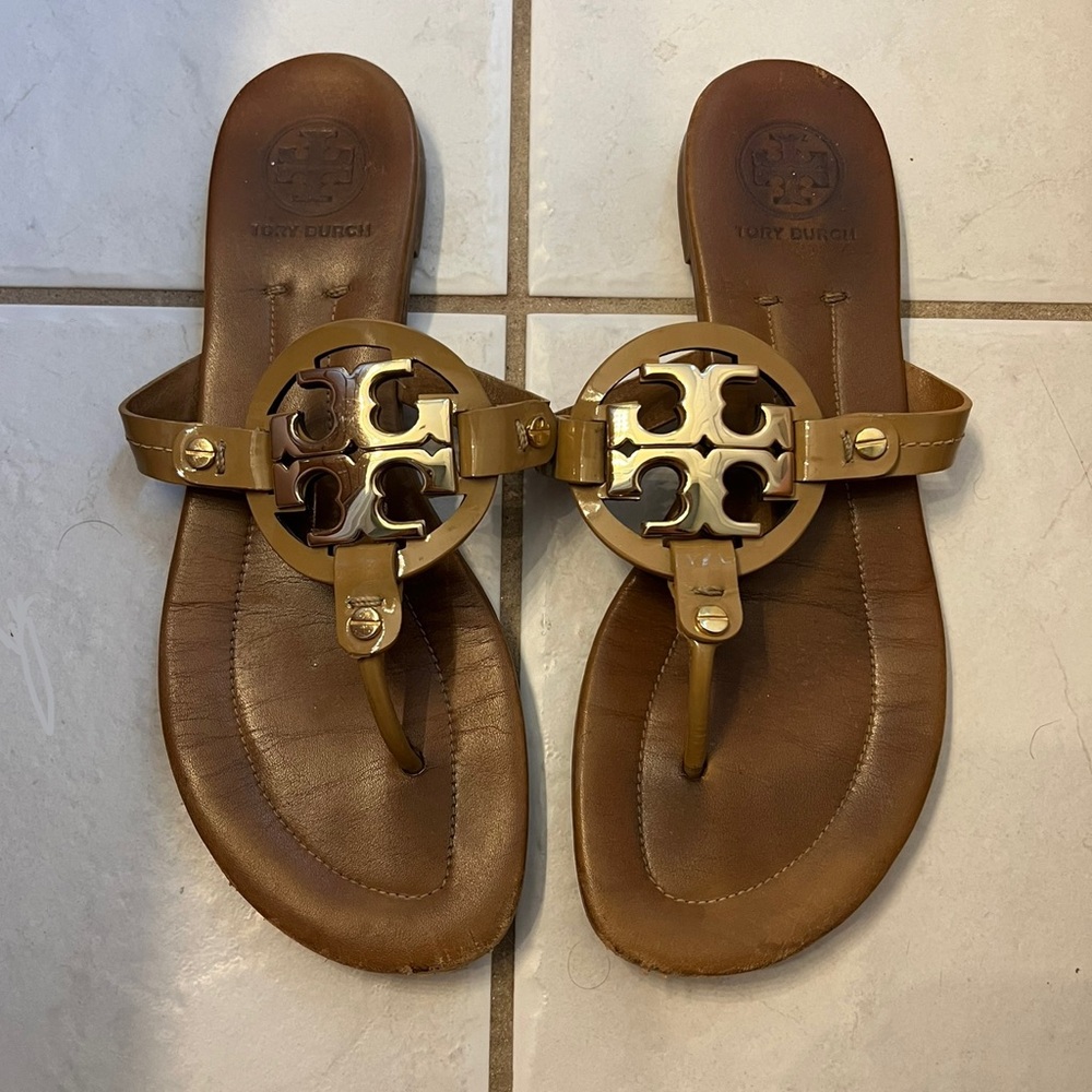 Tory Burch Miller Sandal in Tan & Gold